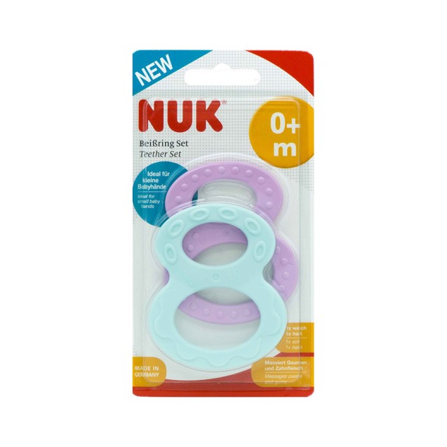 NUK Teething Ring Blue / Purple 0m + 2pcs