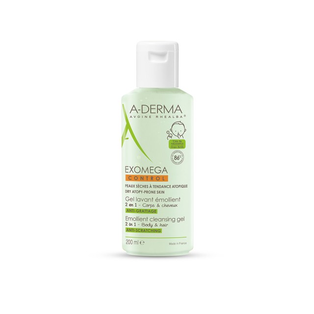 A-DERMA Exomega Control Cleansing Gel for Body / Hair - Atopic Skin 200ml