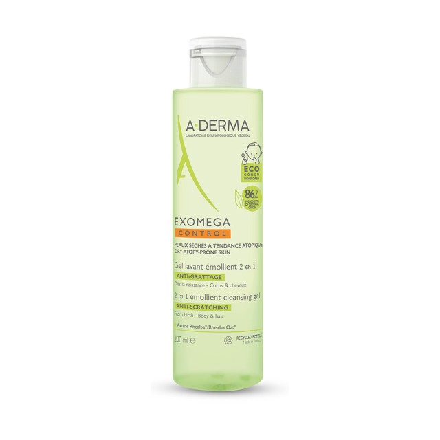 A-DERMA Exomega Control Cleansing Gel for Body / Hair - Atopic Skin 500ml