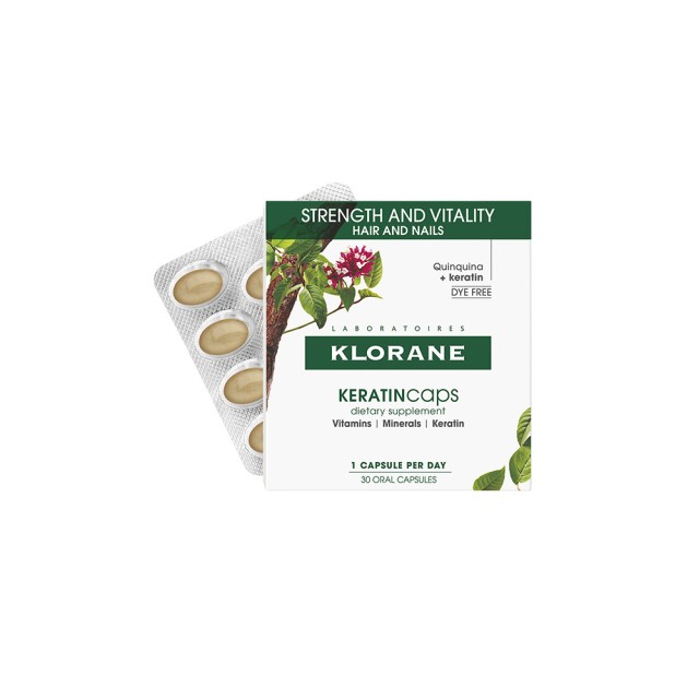 KLORANE Quinine Nutritional Supplement for Hair and Nails with Quinine & Keratin 30Caps