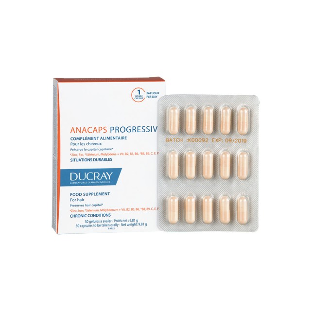 DUCRAY Promo Anacaps Progressiv Nutritional Supplement for progressive hair loss 2x30caps -20%