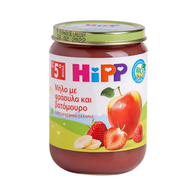 HIPP Baby apple cream with strawberry & raspberry, after the 5th month, jar 190gr