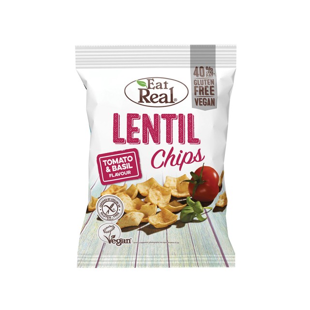 EAT REAL Lentil Tomato & Basil Chips 113gr
