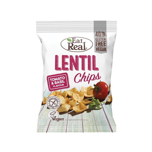 EAT REAL Chips lentil tomato & basil 40gr