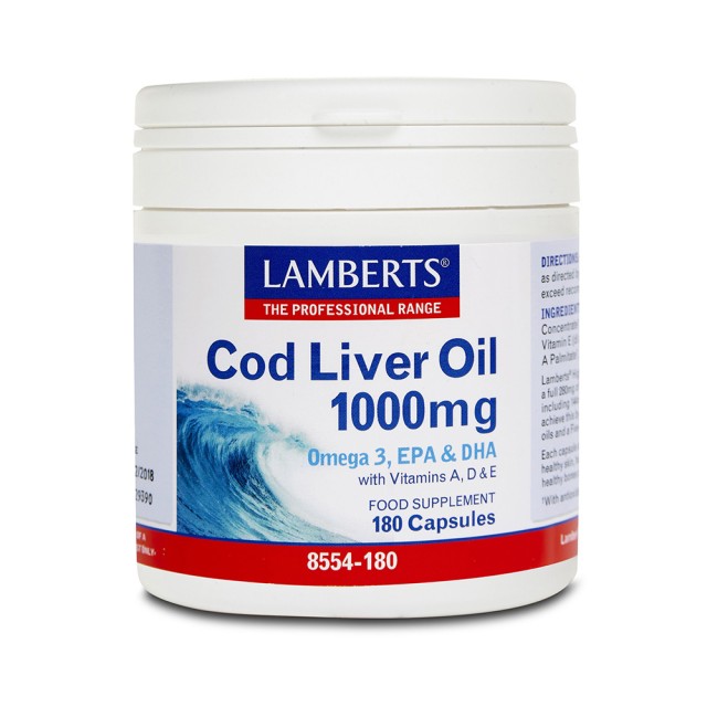 LAMBERTS Cod Liver Oil 1000mg 180 capsules