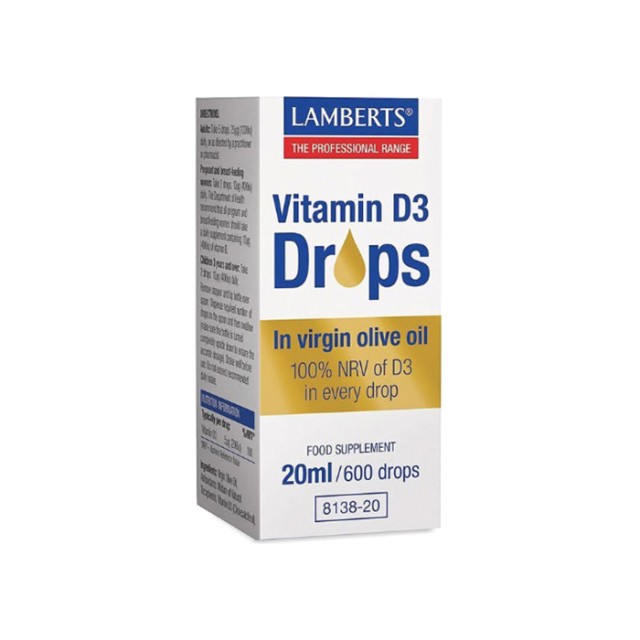 LAMBERTS Vitamin D3 Drops in Virgin Olive Oil 20ml