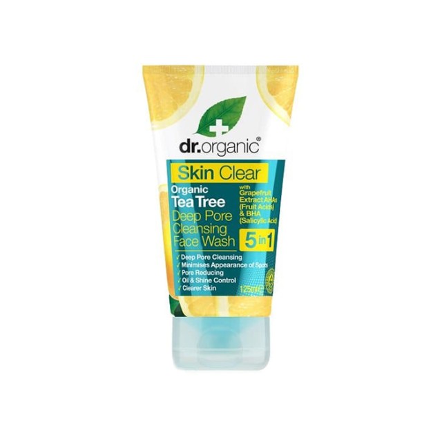 DR. ORGANIC Skin Clear Organic Tea Tree Deep Pore Cleansing Face Wash 125ml