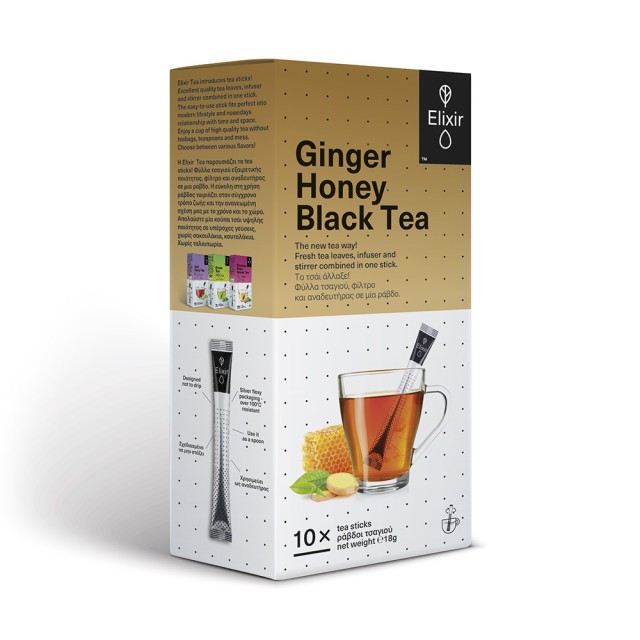 ELIXIR TEA Ginger Honey Black Tea 10 tea sticks