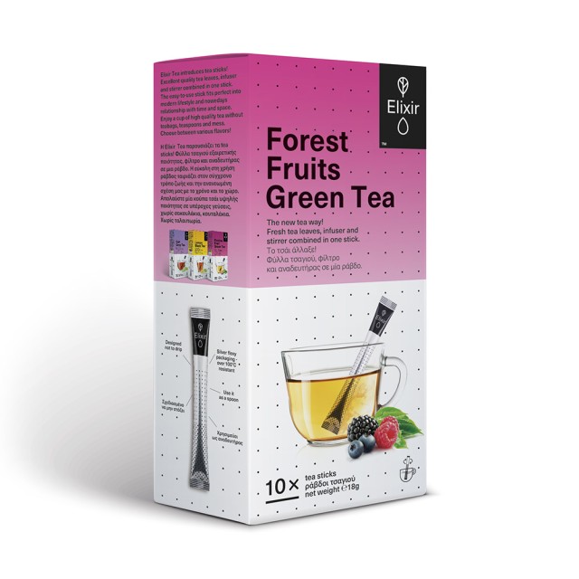ELIXIR TEA Forest Fruits Green Tea 10 tea sticks
