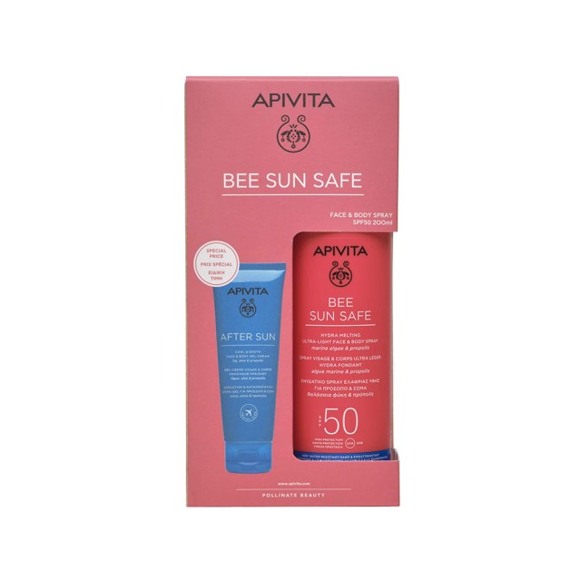 APIVITA Promo Bee Sun Safe Moisturizing Spray Light Texture For Face & Body Spf50 200ml & 100ml