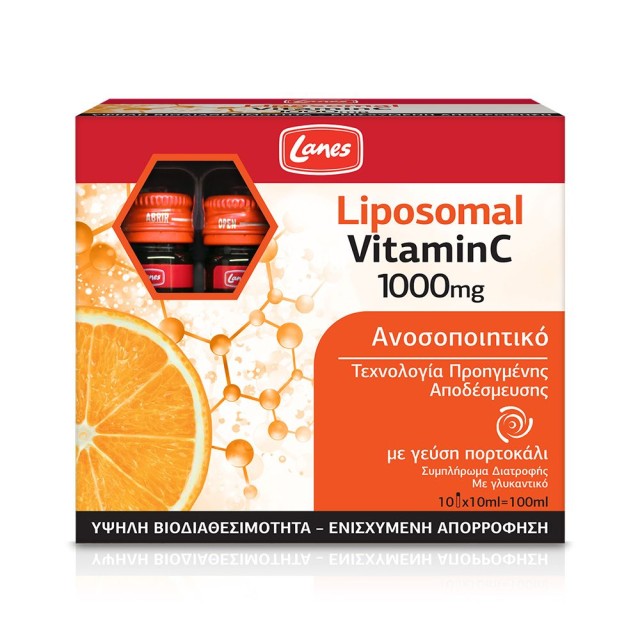 LANES Liposomal Vitamin C 1000mg - 10 vials of 10ml in a box.