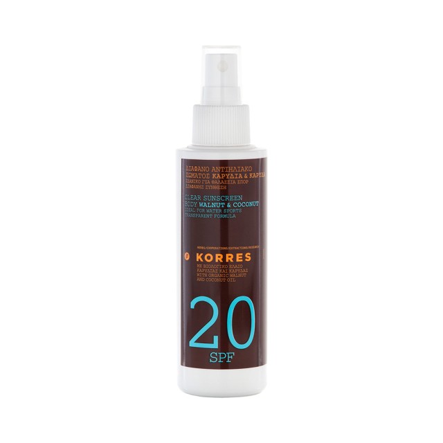 KORRES Transparent Body Sunscreen Walnut & Coconut SPF20 150ml