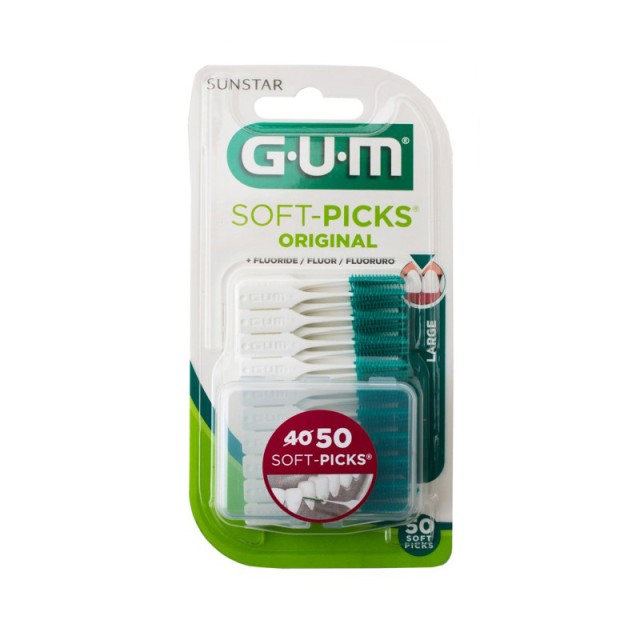 GUM Soft Picks 634 Large Fluoride + Practical Carrying Case 40pcs