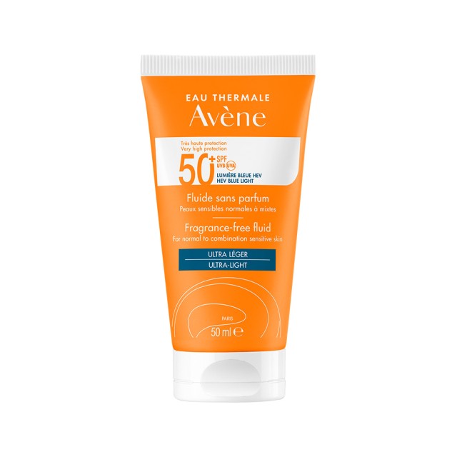 AVENE Soins Solaires SPF50+ Fluid Sunscreen Fragrance Free 50ml