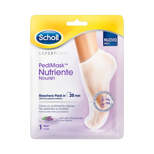 SCHOLL PediMask Nutriente Nourish 0% Moisturizing Foot Mask with Lavender Aroma 2pcs
