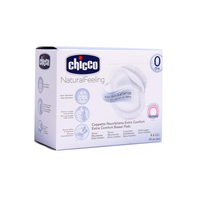 CHICCO Breast Pads Antibacterial, 30pcs