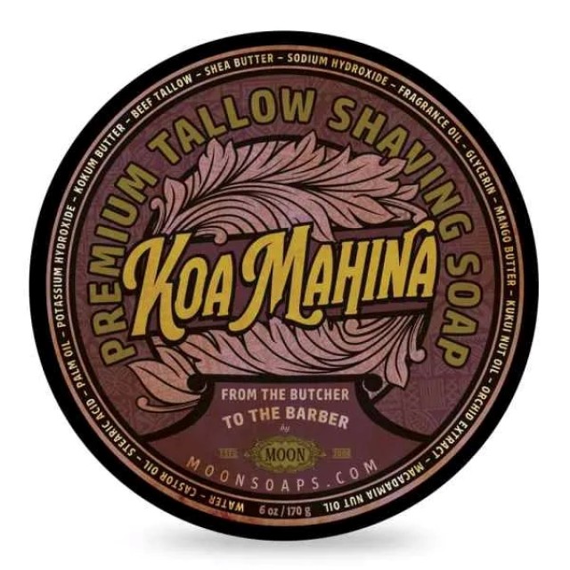 Moon Soaps Shaving Soap Koa Mahina 170ml ( woody, dark, tropical fragrance)