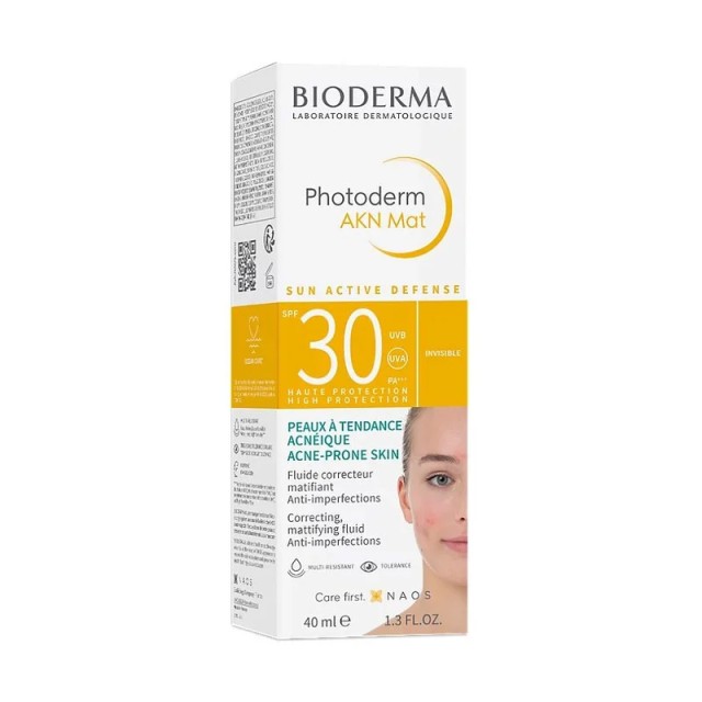 BIODERMA Photoderm AKN MAT SPF 30 Sunscreen Face Cream for Oily Skin with Acne 40ml