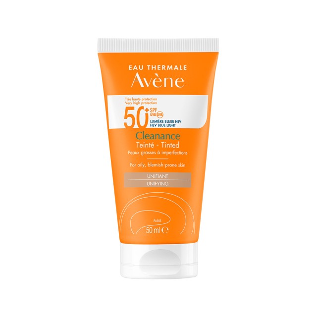 AVENE Cleanance Solaire Face Sunscreen SPF50+ with Color for Sensitive Oily Skin with Blemishes 50ml