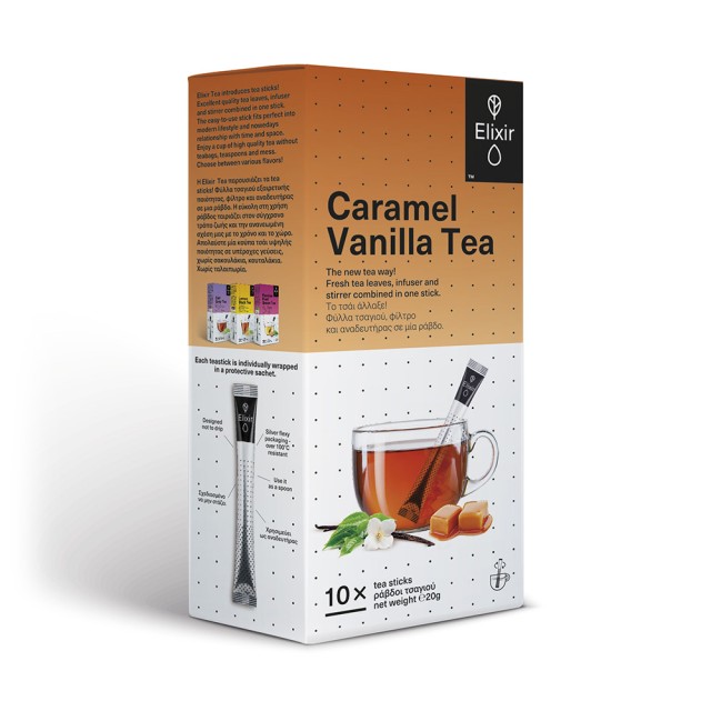 ELIXIR TEA Caramel Vanilla Tea 10 tea sticks